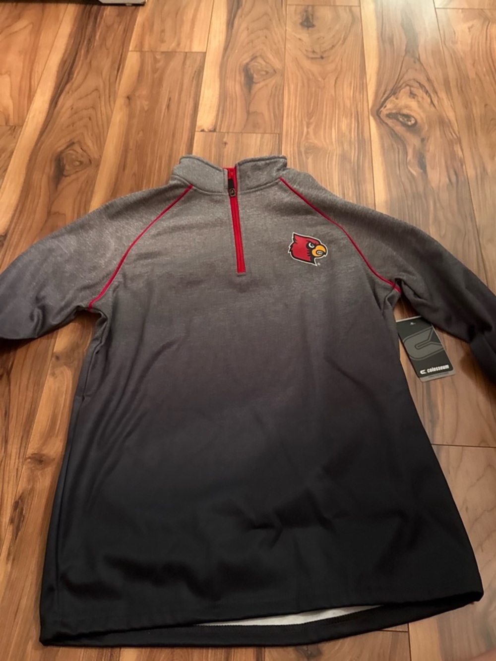 Colosseum Gray-to-Black Gradient Quarter-Zip Pullover with Red Accents